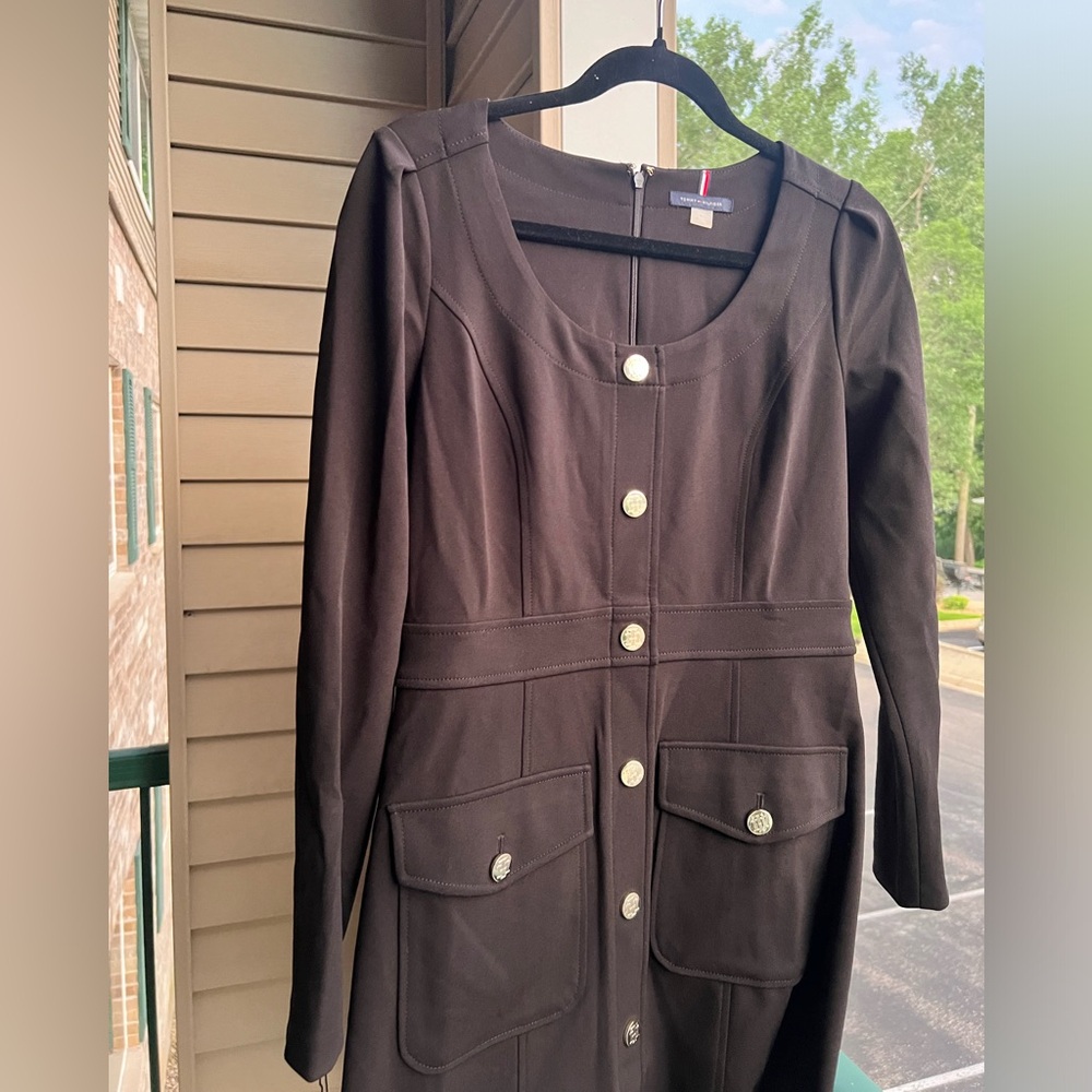 🆕 Tommy Hilfiger Black Women’s Scoop-Neck Scuba Crepe Office Dinner Dress Size 6 - Picture 7 of 16